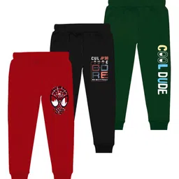 BAESD Boys Pack Of 3 Printed Cotton Mid Rise Joggers-picture-0