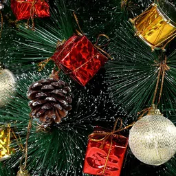 TAYHAA Red & Yellow 3 Pieces Mini Glitter Christmas Tree Decor Hanging-image-80