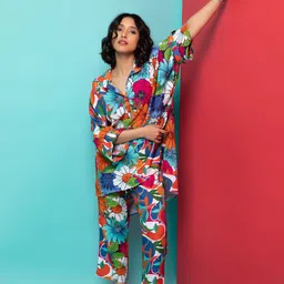 Rhe-Ana Floral Printed Top & Trousers Co-Ord Set-image-34
