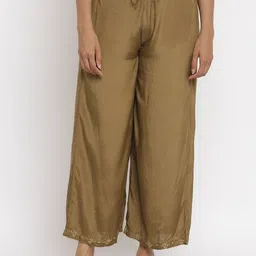 W The Folksong Collection Women Green Solid Trousers-image-21