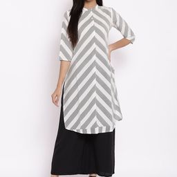 W Women White Printed Kurta with Palazzo Set-picture-21
