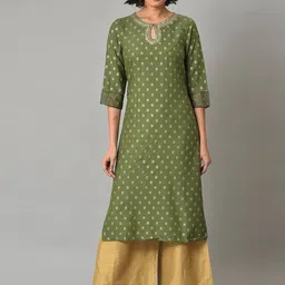 W Women Ethnic Motifs Printed Sequinned Kurta with Trousers-picture-31