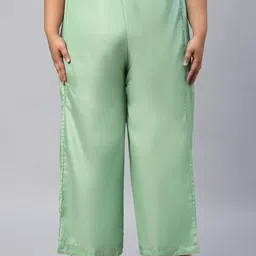 W Women Green Solid AW-22 Trousers-image-5