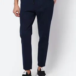 Cantabil Men Navy Blue Solid Slim-Fit Cotton Joggers-image-61