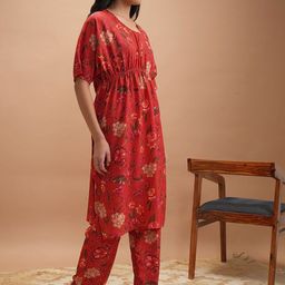 Vishudh Printed Round Neck Kaftan With Pants Co-Ords image 4