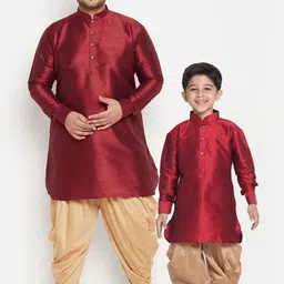 VASTRAMAY Boys Maroon Kurta with Dhoti Pants-54