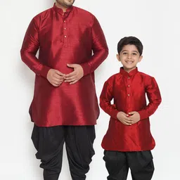 VASTRAMAY Boys Maroon Kurta with Dhoti Pants-27