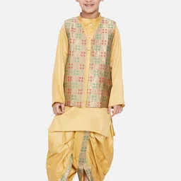 Little Bansi Boys Gold-Toned Ethnic Motifs Kurta with Dhoti Pants-30