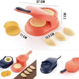 deeckich Cold 2 in 1 Gujiya Maker Dumpling Maker Momos Maker Machine for Home Manual Dough Press image 2