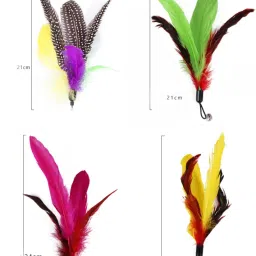 qpets 11 Piece Cat Toy Set with Retractable Wands and Feather Worm Toys Fiber Fetch Toy, Stick For Cat image 2