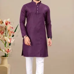 Men Solid Cotton Blend Straight Kurta-image-59