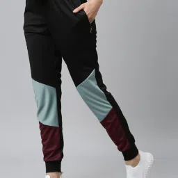 Women Colorblock Black Track Pants-image-11