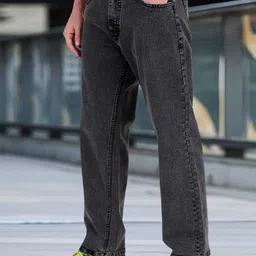 angerhood Men Relaxed Fit Mid Rise Grey Jeans-picture-33