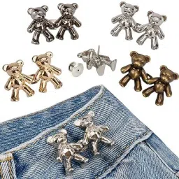 Cute Bear Button Pins for Jeans Adjustable Waist Buckle for Loose Jeans Pants Metal Buttons-image-18