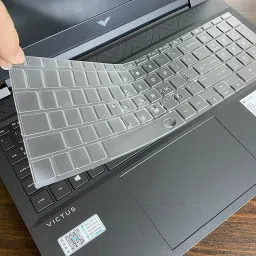 Saco Clear::Transparent,Keyboard Protector Silicone Skin Cover HP Victus 11th Gen Intel Core FHD Gaming Laptop 16-d0361TX (Black) Keyboard Skin-image-0