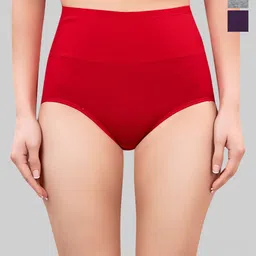 PLUMBURY Pack Of 3 High Waist Cotton Tummy Tucker Panty-image-13