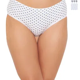 Clovia White & Blue Pack of 3 Geometric Printed Mid-Rise Hipster Briefs-picture-9
