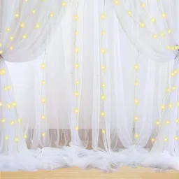 4 Pieces White Decoration Net and 2 Piece Rice Light for Birthday, Anniversary, Photoshoot, Wedding, Romantic Dinner, Valentine's Day-image-8