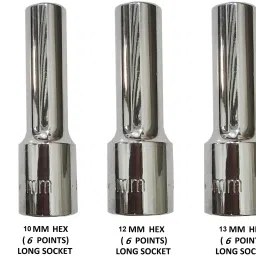 1/2" Drive CRV Steel 8, 10, 12, 13 MM Hex (6 Points) Long Socket Set-image-34