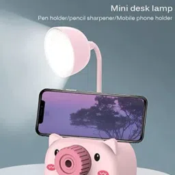 brijbazaar Multifunctional Camera Style Table lamp Piggy Desk Lamp, Pencil Sharpener (Pink) Study Lamp image 2