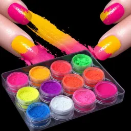 12 COLOR Luminous Dipping Nail Powder Kit Fluorescent Nail Glitter Dip Powder-image-5