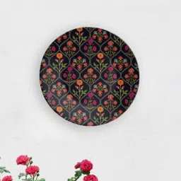 quirk india MulticolouredBlack Aesthetic Floral Decorative Ceramic Wall Plate-picture-47