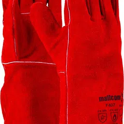 mallcom F437 Dyed Red Split Welder Safety Gloves (Pack of 4) Leather Safety Gloves-picture-19