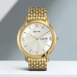 Metal7954YM01 Analog Watch- For Men Sleek Day & Date-image-62