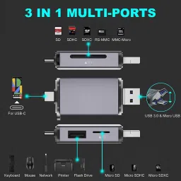 MESHIV 6 in 1 OTG SD USB Type C USB 3.0 and Micro USB for Memory Card Reader image 2