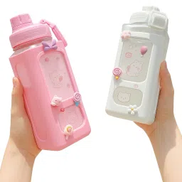 Kawaii Water Bottle for Girls Cute 3D Cartoon Design with Straw & Handle 999 ml Water Bottle-picture-5