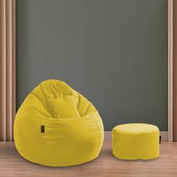 4XL Filled Bean Bag with Cushion and Footrest - Scratch Resistant Premium Leatherite Bean Bag ChairWith Bean Filling-20