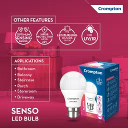 crompton 9 W Motion Sensor Round B22 LED Bulb image 3