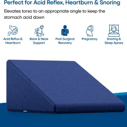 hospikart Memory Foam Bed Wedge Pillow for Back Support, Acid Reflux, Snoring & Back Pain Memory Foam Solid Orthopaedic Pillow Pack of 1 image 2