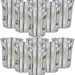 (Pack of 12) Stainless SteelLaser Printed Life Time Use Water, Juice and Drinking Glass Set Water/Juice Glass-28
