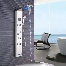 Prossimagen ZeeCry Shower Panel For Bathroom Full Set Stainless Steel 304 5 In 1 Shower Panel Rainfall Shower,Body Massage Jet, Handheld Shower,Wall Mount Shower Panel for Bathroom-17