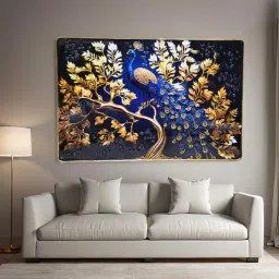 peacock painting frame for Wall Decor Crystal-golden frame - photo frame wall 3D Painting 18 inch x 12 inch Painting-25
