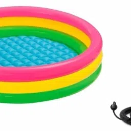 3ft (86L x 86W x 25H) Cm Foldable Circular Kiddie Pool With Air Inflation Pump Inflatable Swimming Pool-13