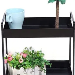 Containers Kitchen Rack 2-Tier Standing Black Rack,Bathroom / Kitchen Countertop Storage Shelf Organizer Iron-image-48