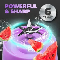 praaj Portable USB Rechargable juicer mixer blender with 6 sharp blades 40 W Juicer Mixer Grinder image 3