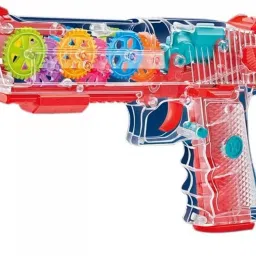 Transparent Musical Toy Gun for Kids with Laser Light and Flashing 3D Light Guns & Darts-image-3