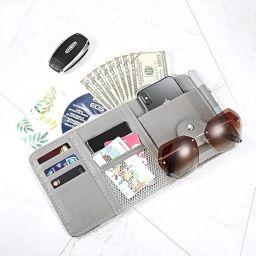 Car Sun Visor Organizer – PU Leather Multi-Pocket Storage Holder Car Multi Pocket-image-29
