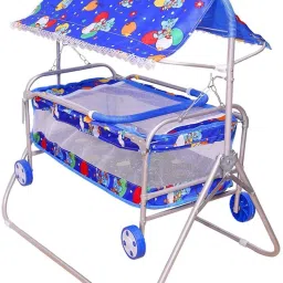Foldable Baby Cradle with Mosquito Net & Wheels, Baby Swing Crib Bassinet-20