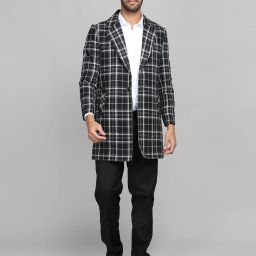 Tweed Checkered Coat For Men-image-77