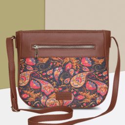 Pink Women Sling Bag Paisley Print U Shaped Sling Bag-image-17