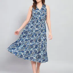 deewa Women A-line Blue Midi/Calf Length Dress-picture-4
