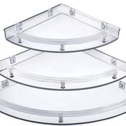 Unbreakable corner set transparent Plastic Wall Shelf-16