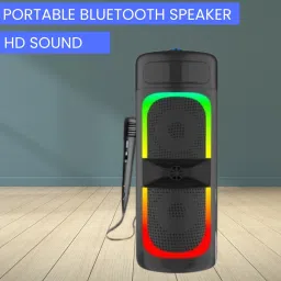 Clairbell Bluetooth (PORTABLE WIRELESS PARTY SPEAKER) With Karaoke Mic and RGB LightsR102 40 W Bluetooth Tower Speaker-image-33