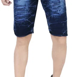 Dyed/Washed Men Denim Blue Denim Shorts-image-32