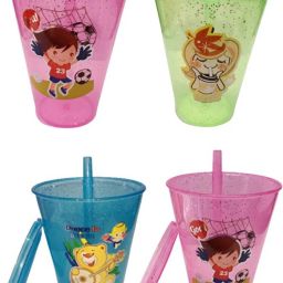 Acrylic Sipper Glass with Lid for Kids for Water and Milk Travel Use Accessories (Pack of 4), Multicolour-image-40