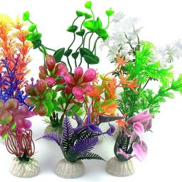 Aquarium Plants Fish Tank Decorations Artificial Aquatic Plants Realistic Plastic Aquarium Plants Accessories and Ornaments for Fish Tank Set 10 pcs Set (Color May Vary) Aquarium Plant Anchor-picture-11